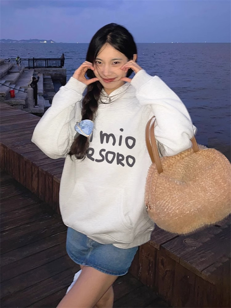 防棉華棉複合牛奶絲300克/銀狐絨400克連帽衛衣女