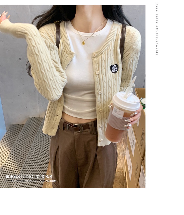 宋正恩藏藍色麻花針織開衫外套女秋裝高級感韓系內搭毛衣獨特上衣
