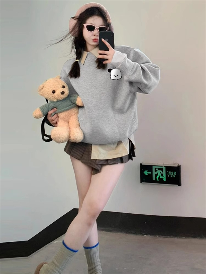 防棉華棉複合牛奶絲300克/銀狐絨400克圓領衛衣女