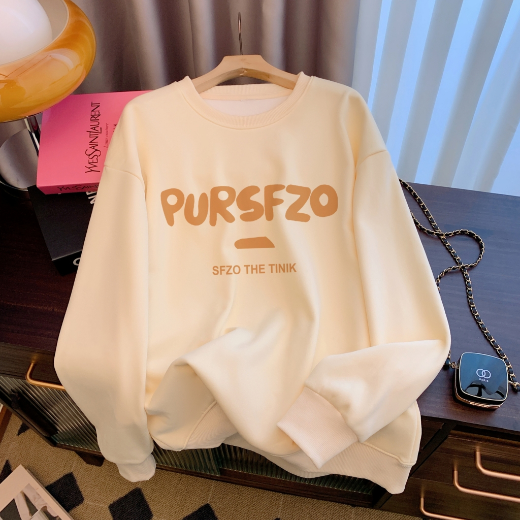 Real shot of large size autumn and winter cartoon sweatshirt for women loose casual versatile top