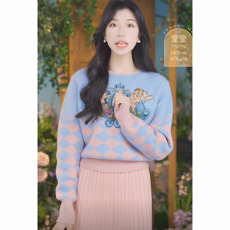Quality Autumn and Winter Warm Women's Angel Thickened Pullover Cartoon Long Sleeve Sweater Versatile Retro Heat Feeling