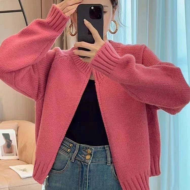 Soft waxy sweater knitted cardigan jacket for women 2023 autumn and winter new style small fragrance style short zipper top