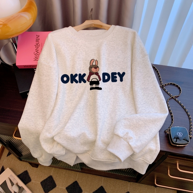 Actual shot - 2023 Korean style versatile autumn and winter sweatshirts for women with printed large sizes