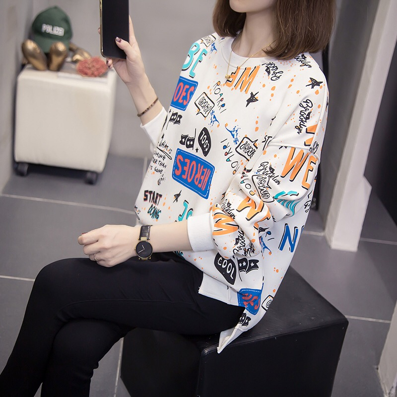2023 new plus size women's spring and autumn thin long-sleeved T-shirt tops for fat girls plus fat loose women's sweatshirts