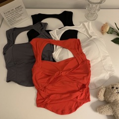 Real shot of sexy backless halter top for women with niche design, slim fit and pure lust hot girl short top