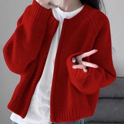 Soft waxy sweater knitted cardigan jacket for women  autumn and winter new style small fragrance style short zipper top