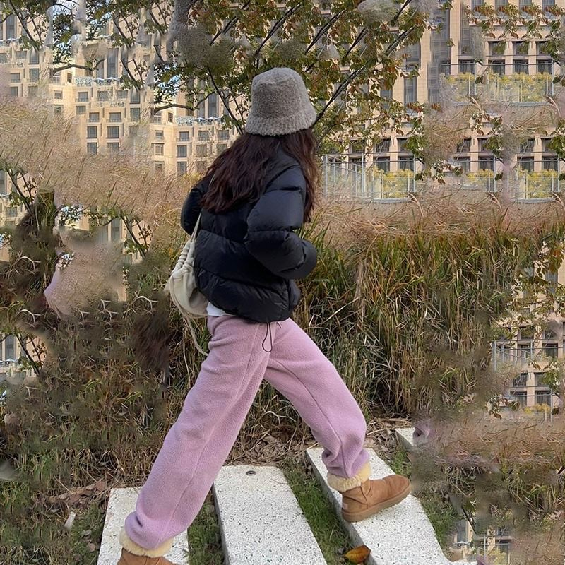美式復古休閒褲女秋冬新款設計感小眾高腰顯瘦抽繩束腳運動衛褲子