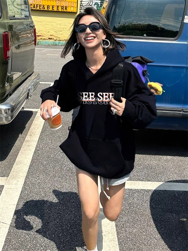 防棉華棉複合牛奶絲300克/銀狐絨400克連帽衛衣女