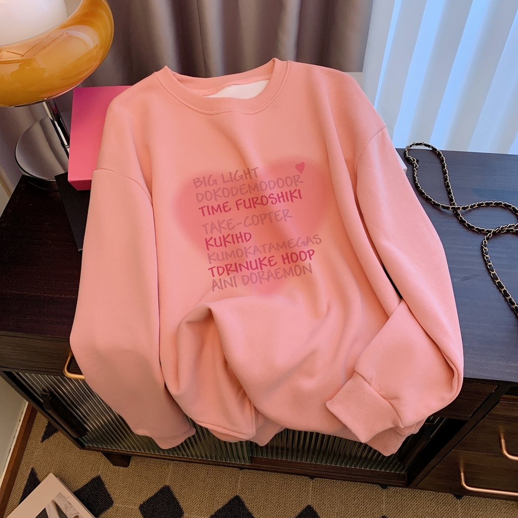 Real shot new fashion Huamian thin 310g/plus velvet 410g autumn and winter sweatshirt women's printed large size women's clothing