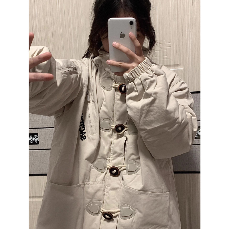港味小眾寬鬆慵懶風保暖麵包服女冬季加厚別致設計感立領棉服外套