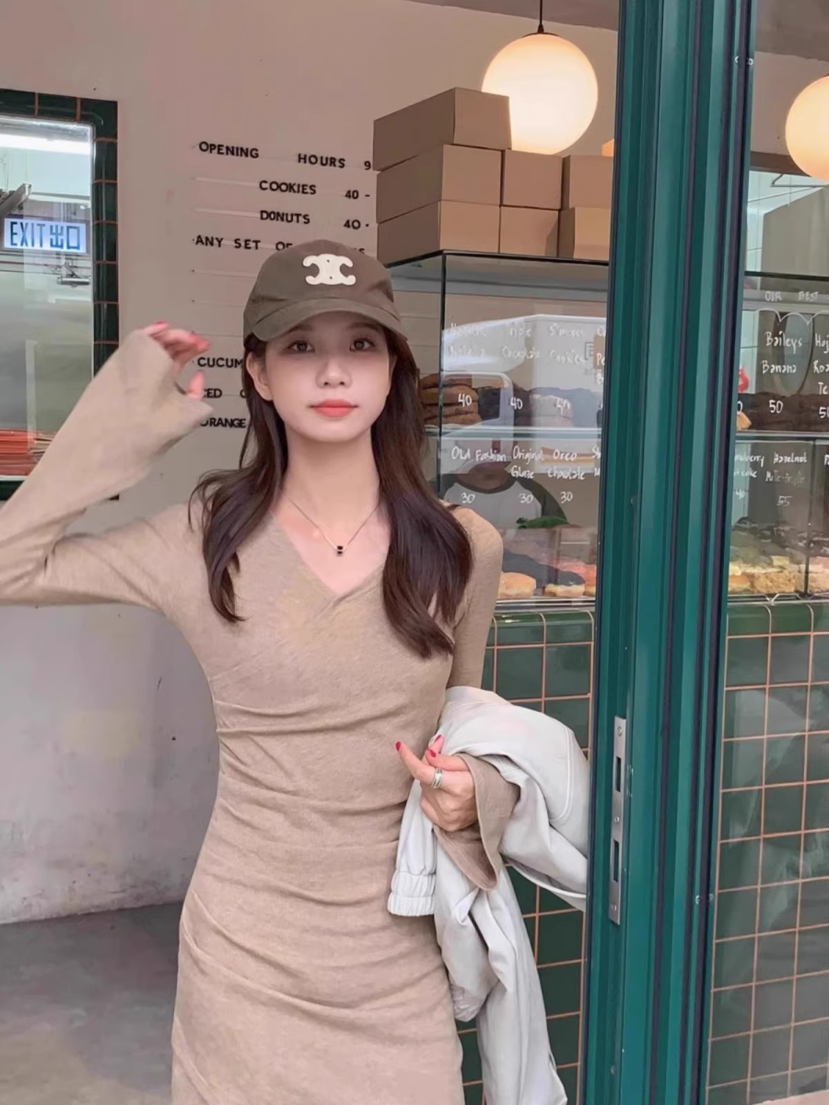 修身內搭針織裙V領不規則收腰顯瘦打底裙子性感連衣裙女秋冬新款