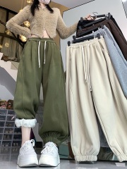 Real shot of thickened Austrian velvet sports pants, new winter style, lazy style, loose and versatile, casual pants