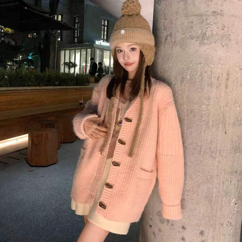 糯嘰嘰氛圍感十足小翻領高克重毛衣外套冬