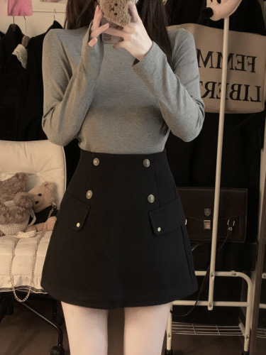 Actual shot ~ new fall and winter versatile high-waist slim woolen skirt