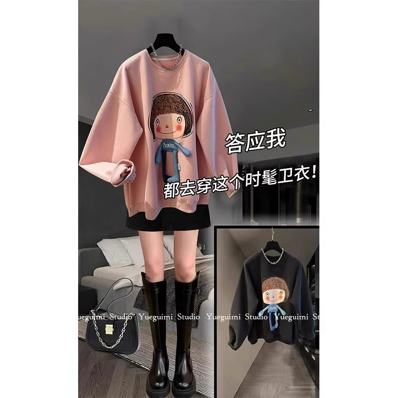 原版做工趣味女孩圓領衛衣女秋冬2023新小個子高級感超好看上衣