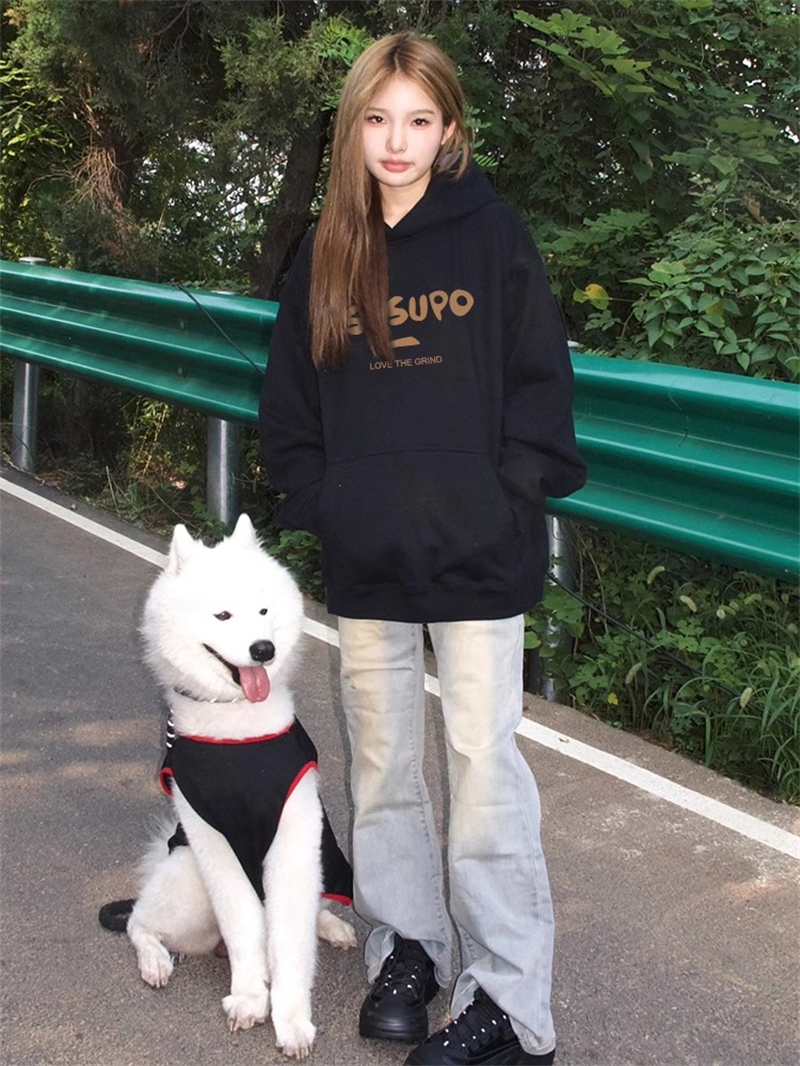 防棉華棉複合牛奶絲300克/銀狐絨400克連帽衛衣女