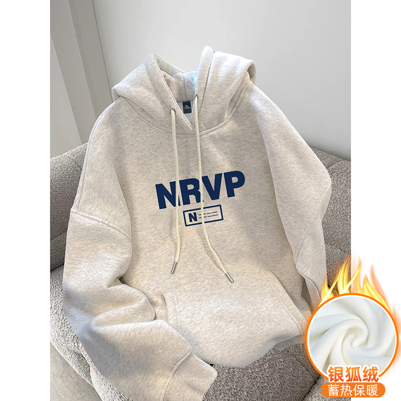 Chinese cotton composite silver fox velvet new autumn and winter hooded sweatshirt for women