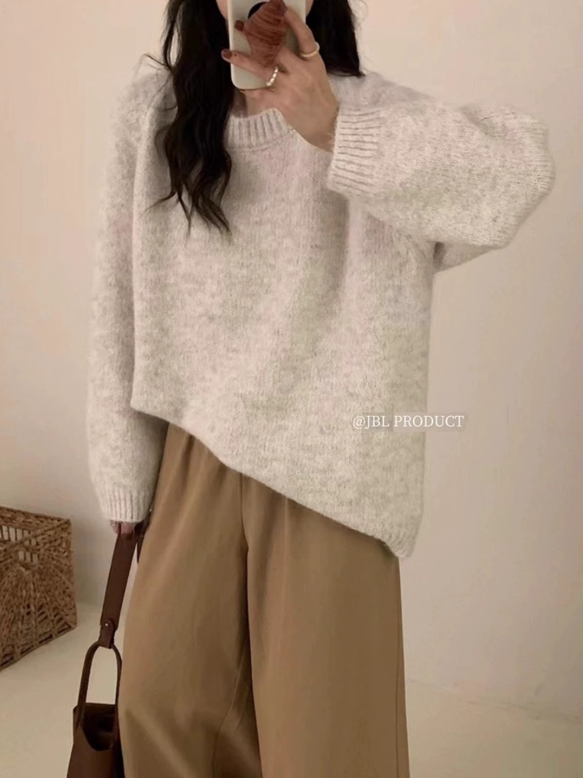 軟糯慵懶風溫柔毛衣女秋冬新款韓系寬鬆百搭圓領套頭針織衫上衣潮