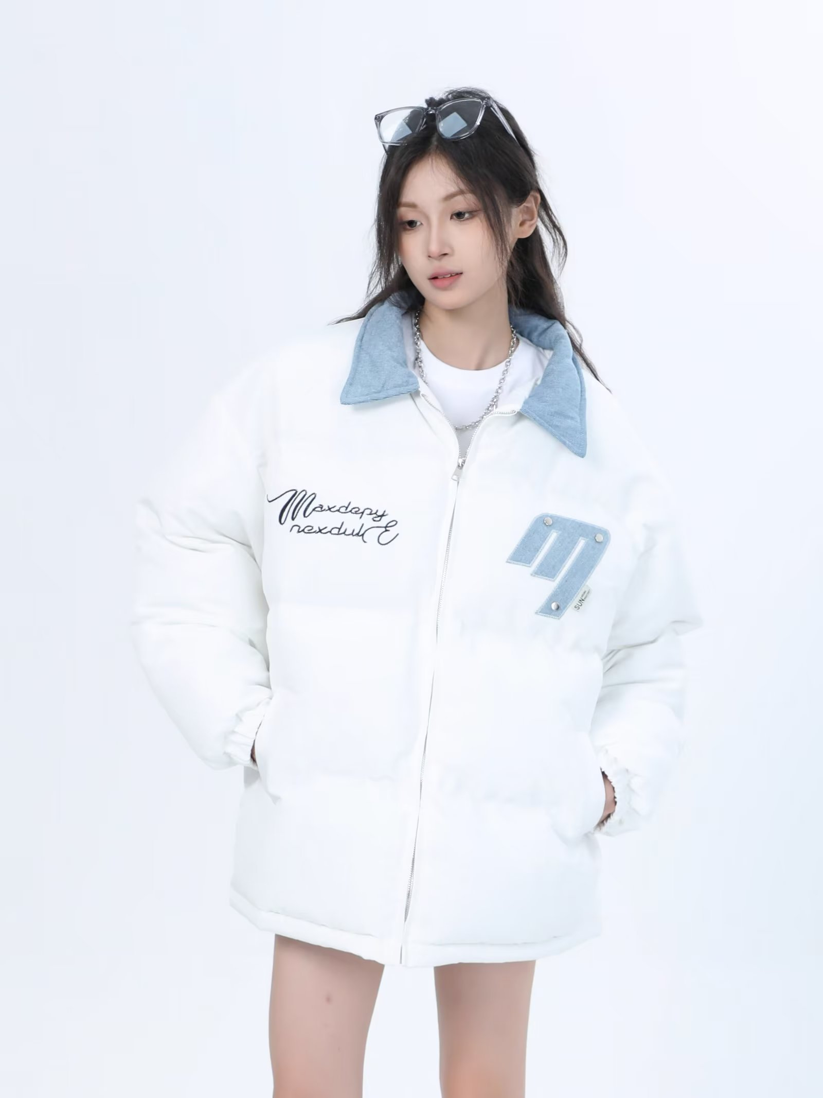 Zipper short jacket new fashion trend women's long sleeve solid color ins simple temperament street popular loose type