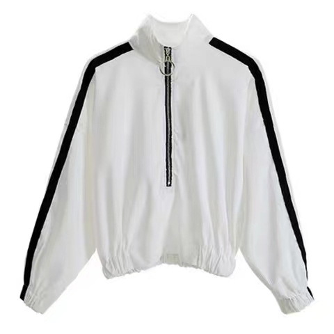 2023 early autumn new half zipper chi Hong Kong style sweatshirt women ins casual loose top