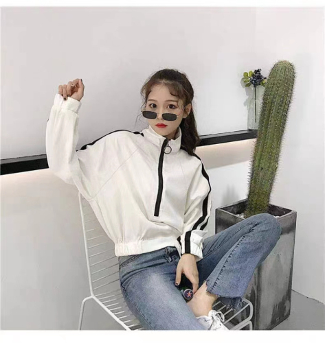 2023 early autumn new half zipper chi Hong Kong style sweatshirt women ins casual loose top