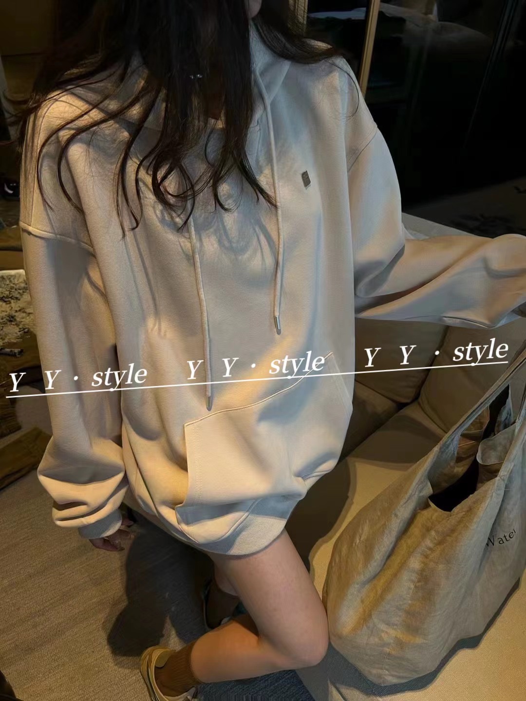 休閒刺繡加絨加厚衛衣女2023秋冬慵懶寬鬆美式女款上衣連帽外套