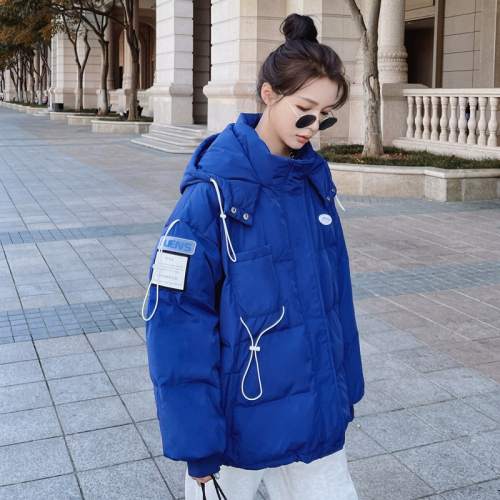 Official picture  new winter down cotton coat drawstring hooded stand collar short bread coat jacket bestie outfit for women