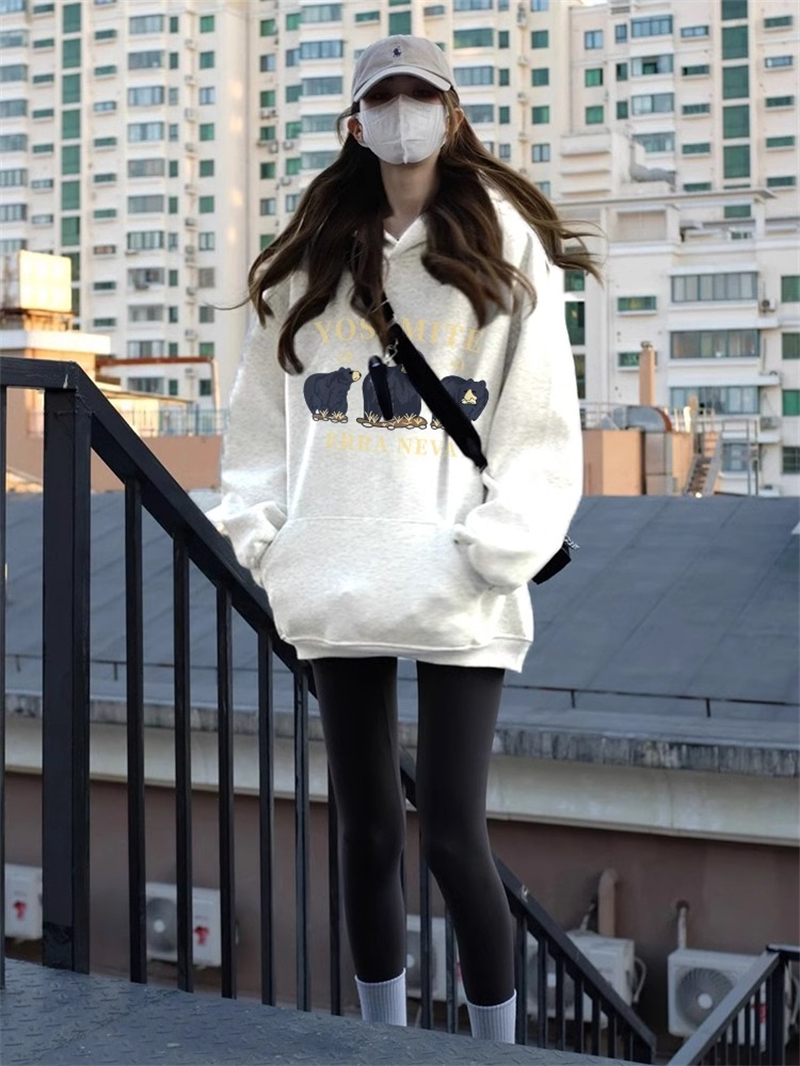 防棉華棉複合牛奶絲300克/銀狐絨400克連帽衛衣女