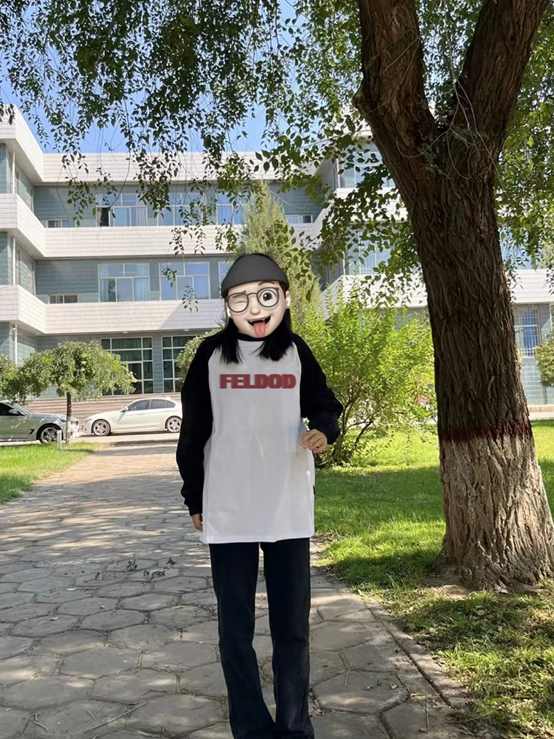 春秋季新款純棉長袖t恤女設計感小眾上衣撞色寬鬆減齡打底衫