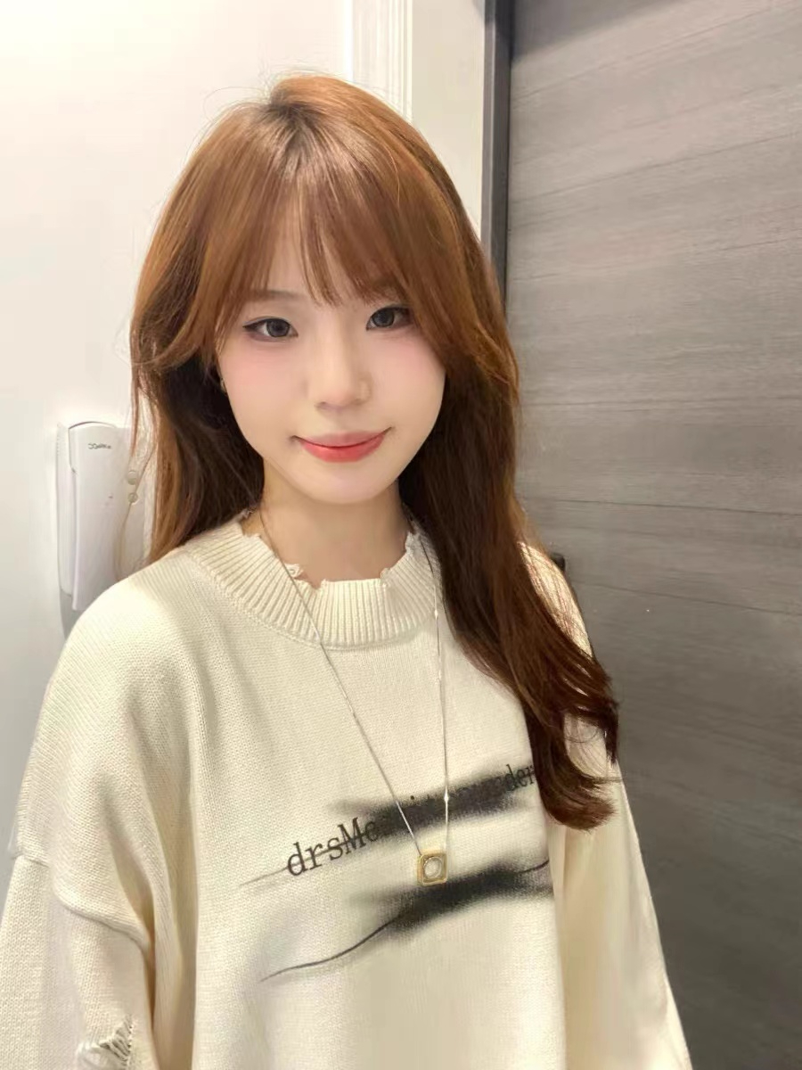 綿羊絨#美式復古破洞設計劃線印花男女情侶寬鬆慵懶風針織衫毛衣