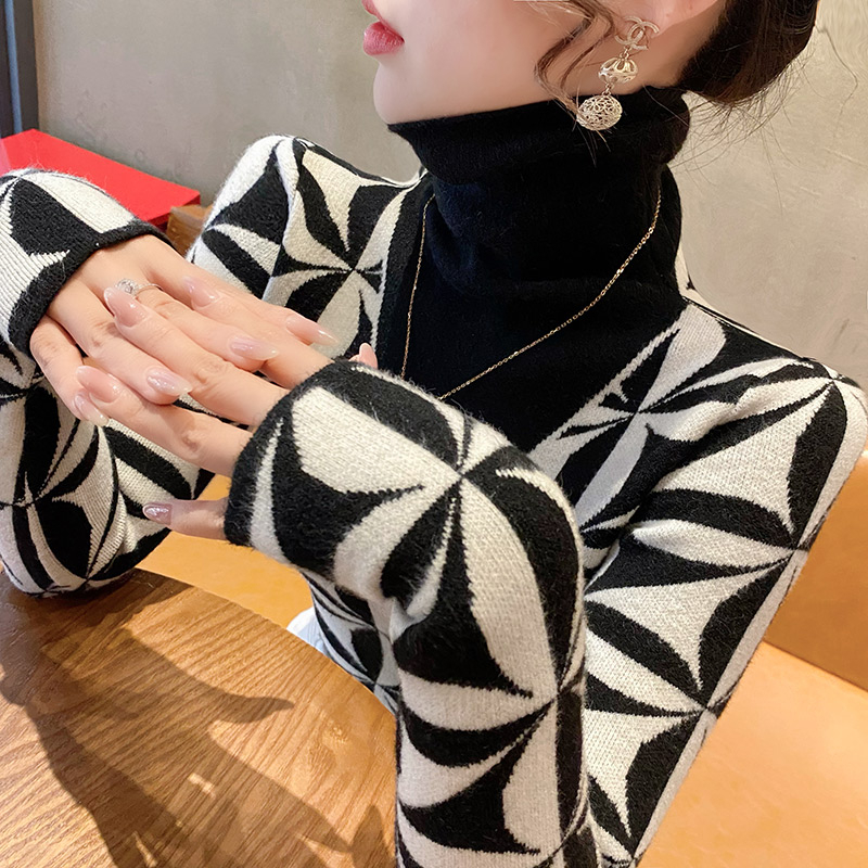 高領毛衣女內搭秋冬洋氣2023年新款時尚顯瘦打底衫女士上衣