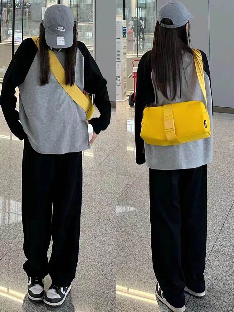 美式復古可愛印花長袖T恤女潮流寬鬆獨特時尚撞色插肩袖上衣