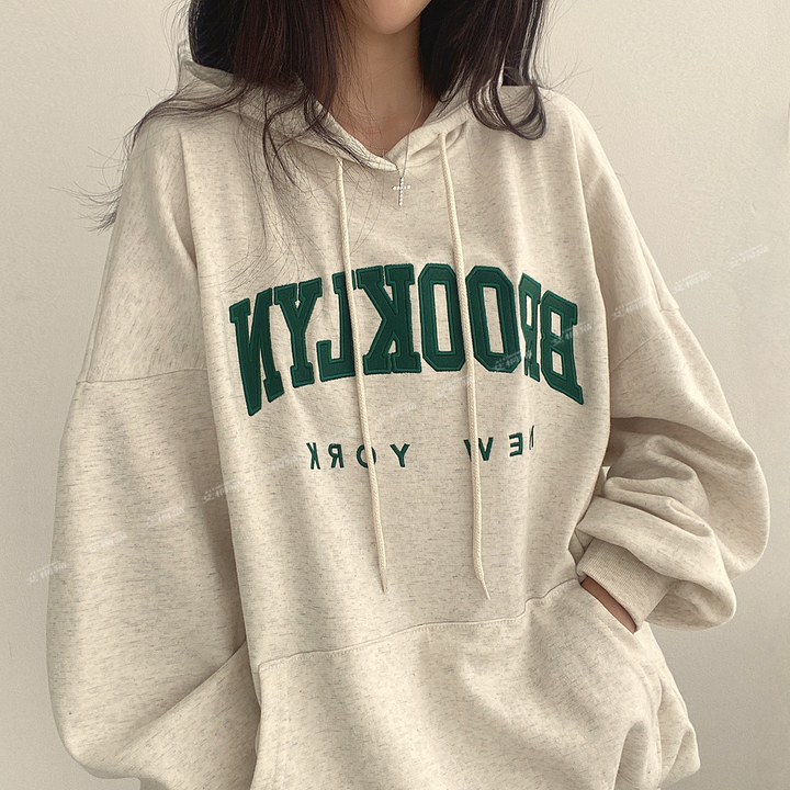 加絨加厚顯瘦連帽衛衣女寬鬆設計感秋冬季上衣服外套