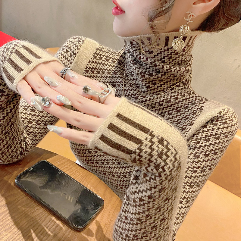 高領毛衣女內搭秋冬洋氣2023年新款時尚顯瘦打底衫女士上衣
