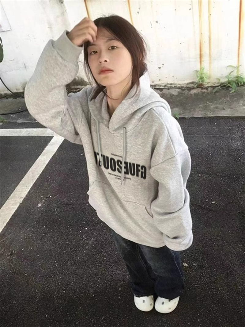 防棉華棉複合牛奶絲300克/銀狐絨400克連帽衛衣女