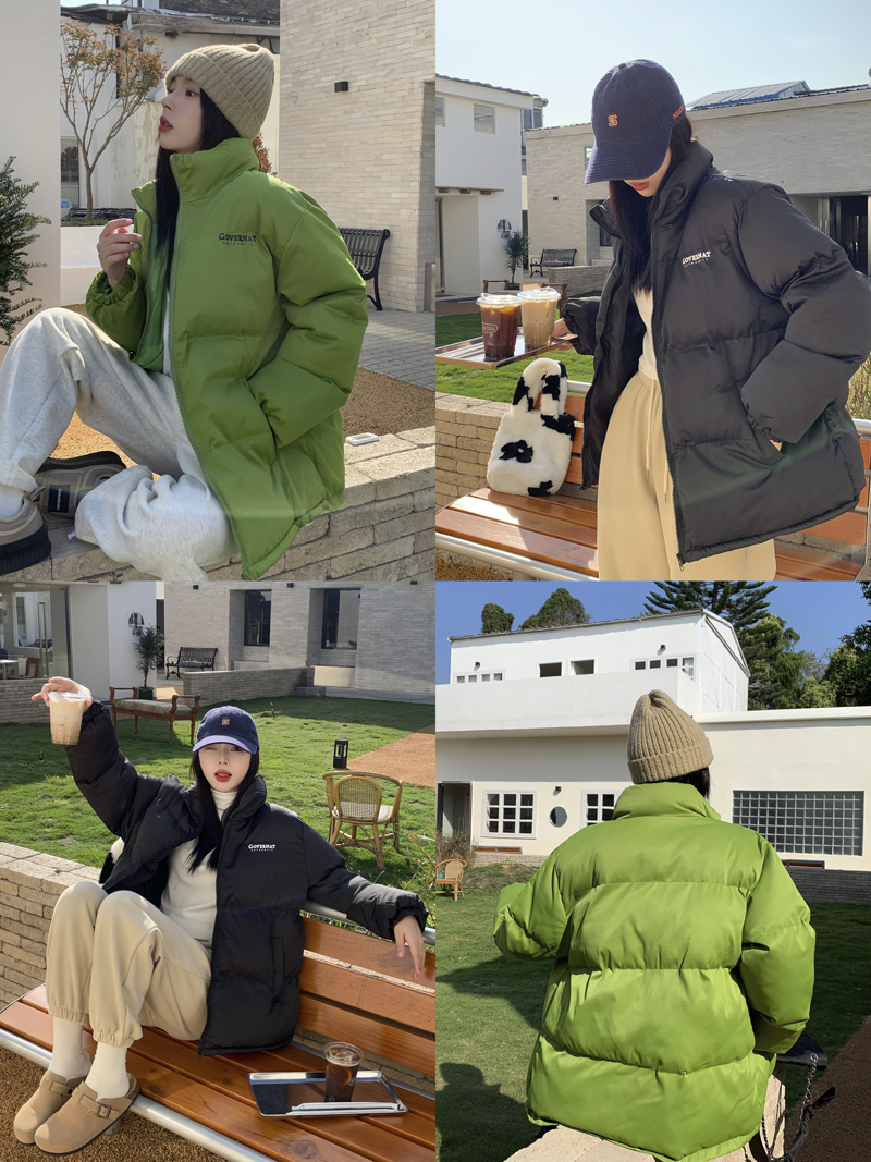 Actual shot of three standard autumn and winter new thickened cotton coats to keep warm, loose, slim and versatile coats, down jackets and cotton coats