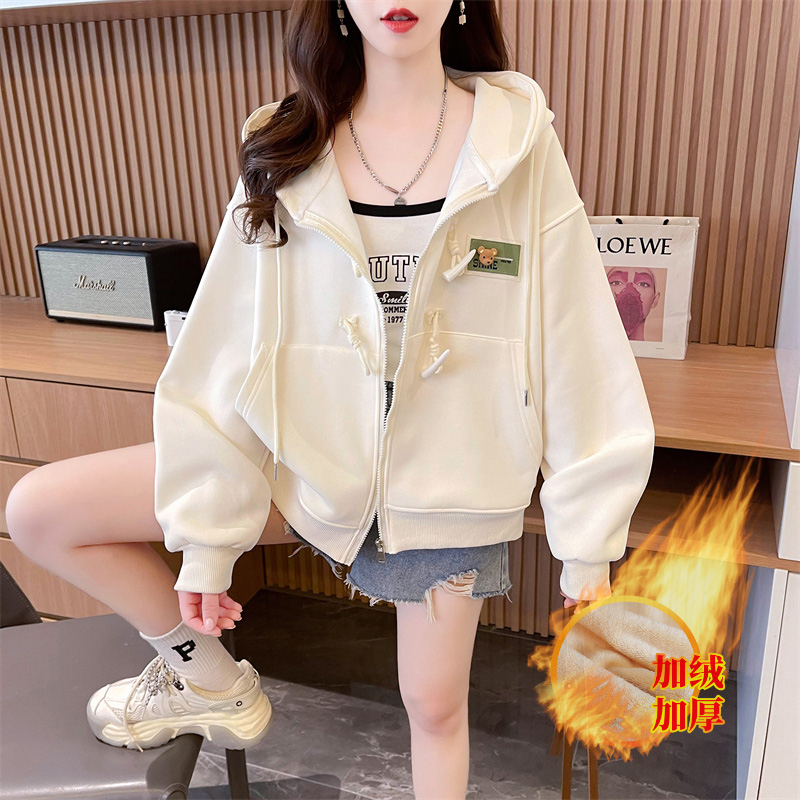 加絨新款#實拍防棉華棉複合貝貝絨370克加絨衛衣女