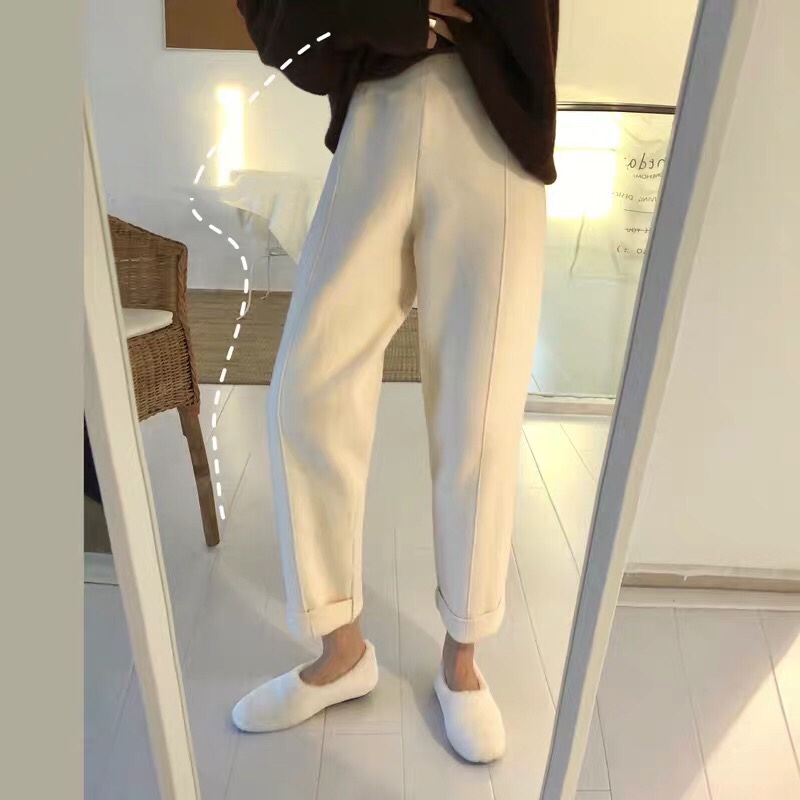 實拍 好穿舒適休閒褲高腰顯瘦直筒褲針織毛線褲闊腿褲女
