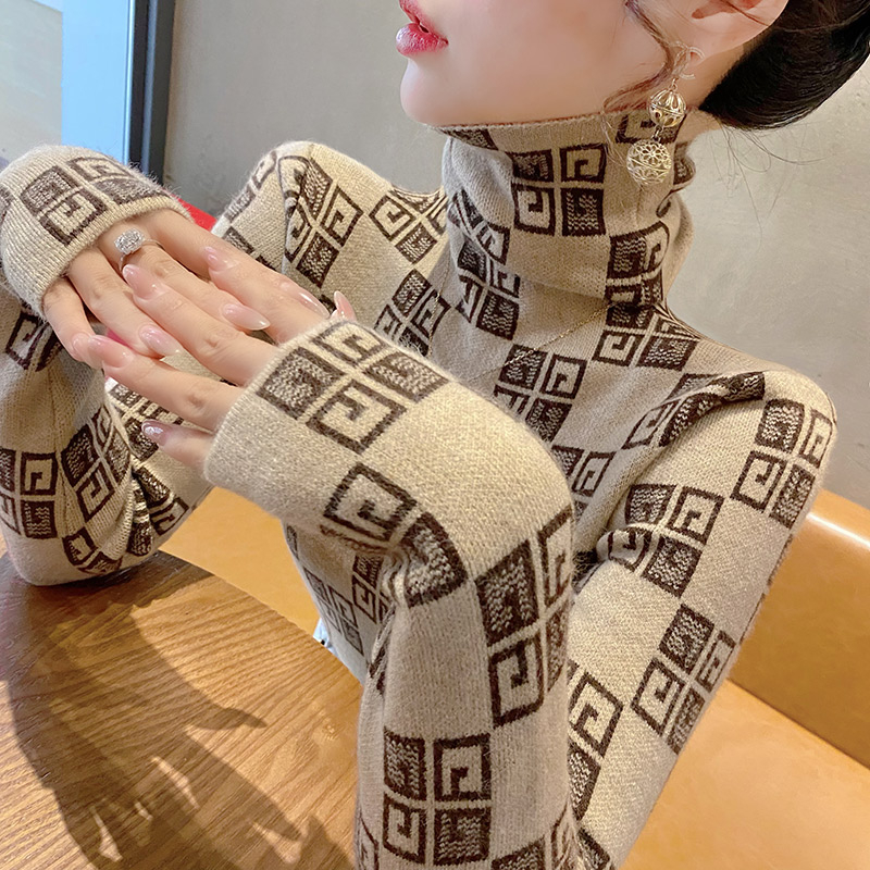 高領毛衣女內搭秋冬洋氣2023年新款時尚顯瘦打底衫女士上衣