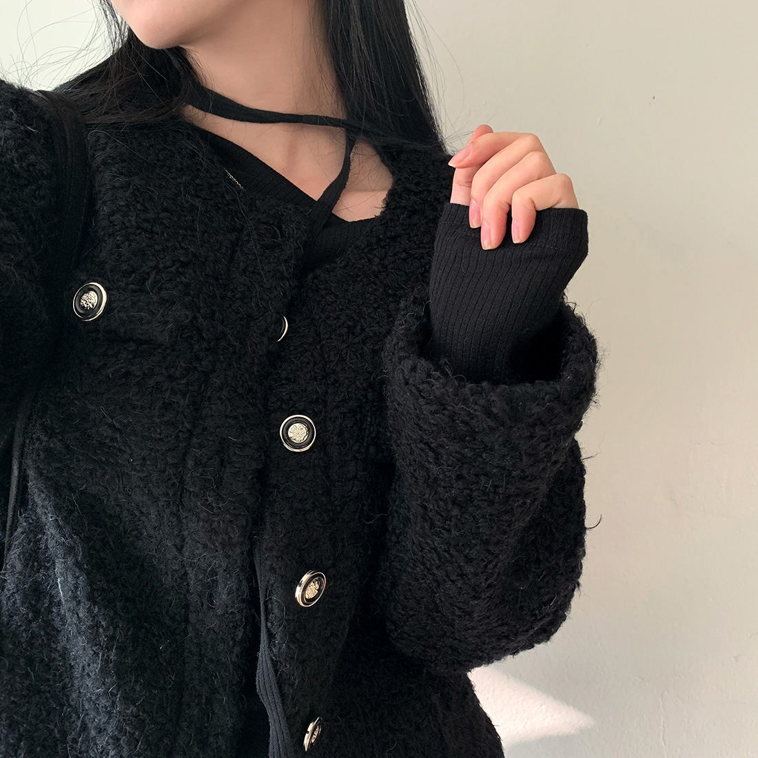 chic 小香 單排多扣 羊毛毛毛外套