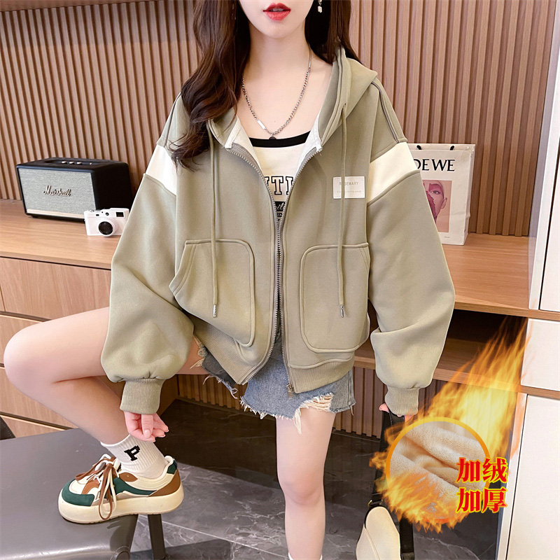 加絨新款#實拍防棉華棉複合貝貝絨370克加絨衛衣女