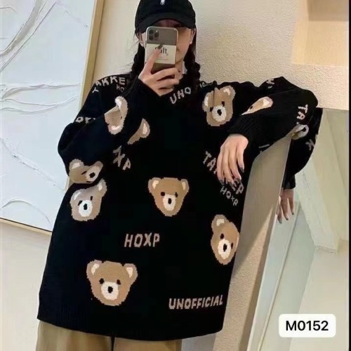 U77 same style college style autumn and winter Korean version fun cartoon bear jacquard pullover sweater