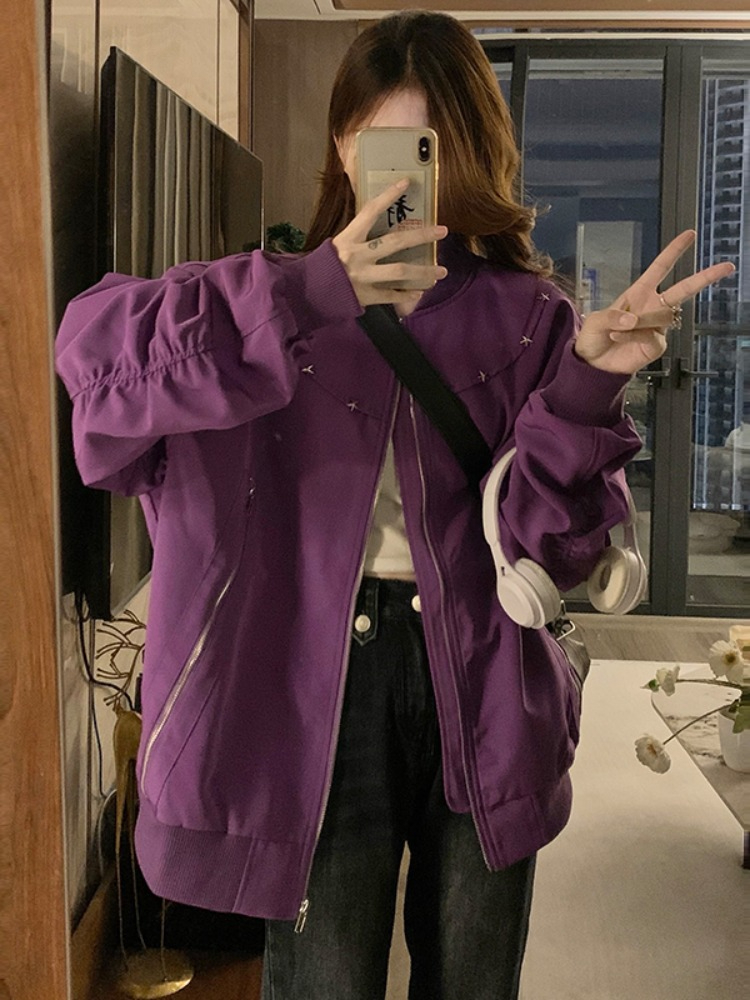Small Oxford Composite Waterproof Jacket American Retro Jacket Women's Autumn Jacket Bomber Jacket Ins