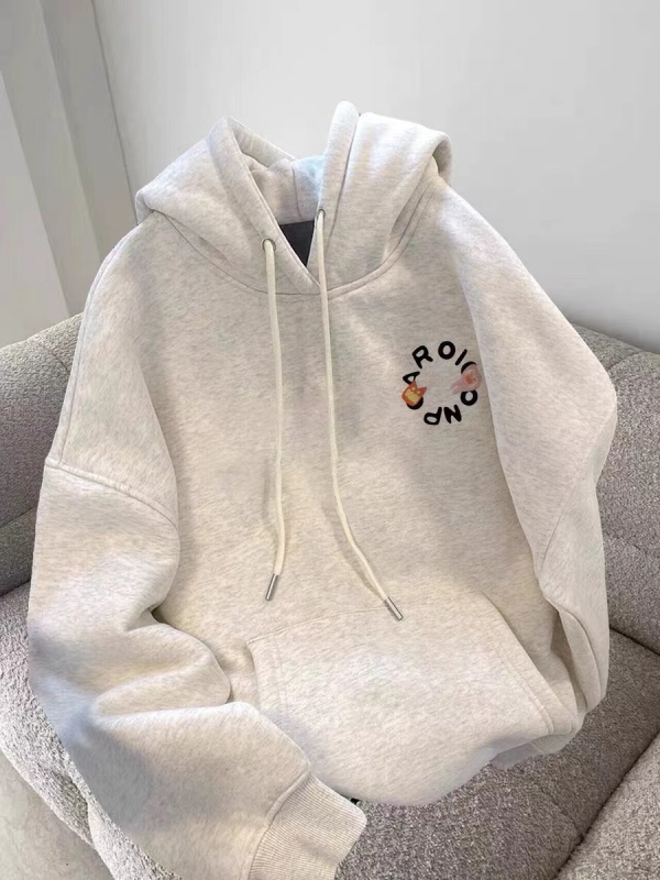 美式oversize潮牌連帽衛衣女秋冬小個子加絨加厚慵懶純棉外套