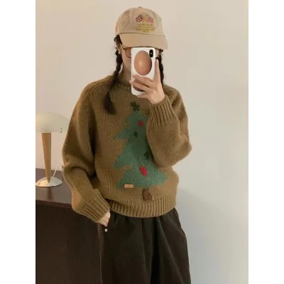 egg 2023 autumn and winter new style WUA Korea Dongdaemun Purchasing Agency Fashionable and Cute Christmas Tree Sweater for Women