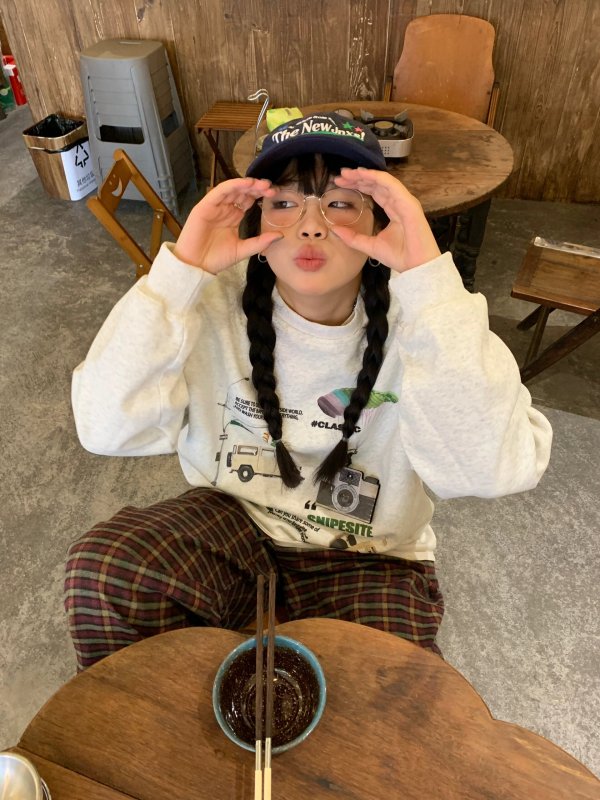 美式潮牌趣味印花圓領加絨衛衣女秋冬情侶慵懶風寬鬆百搭上衣外套