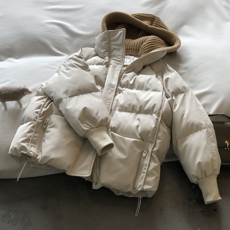 Real shot ~ 2023 new winter style woolen hat, cotton coat, short Korean style loose cotton coat, bread coat for women