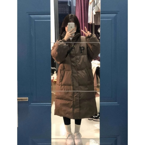 Down jackets for men and women in winter new Korean style loose mid-length over-the-knee thickened warm padded jackets