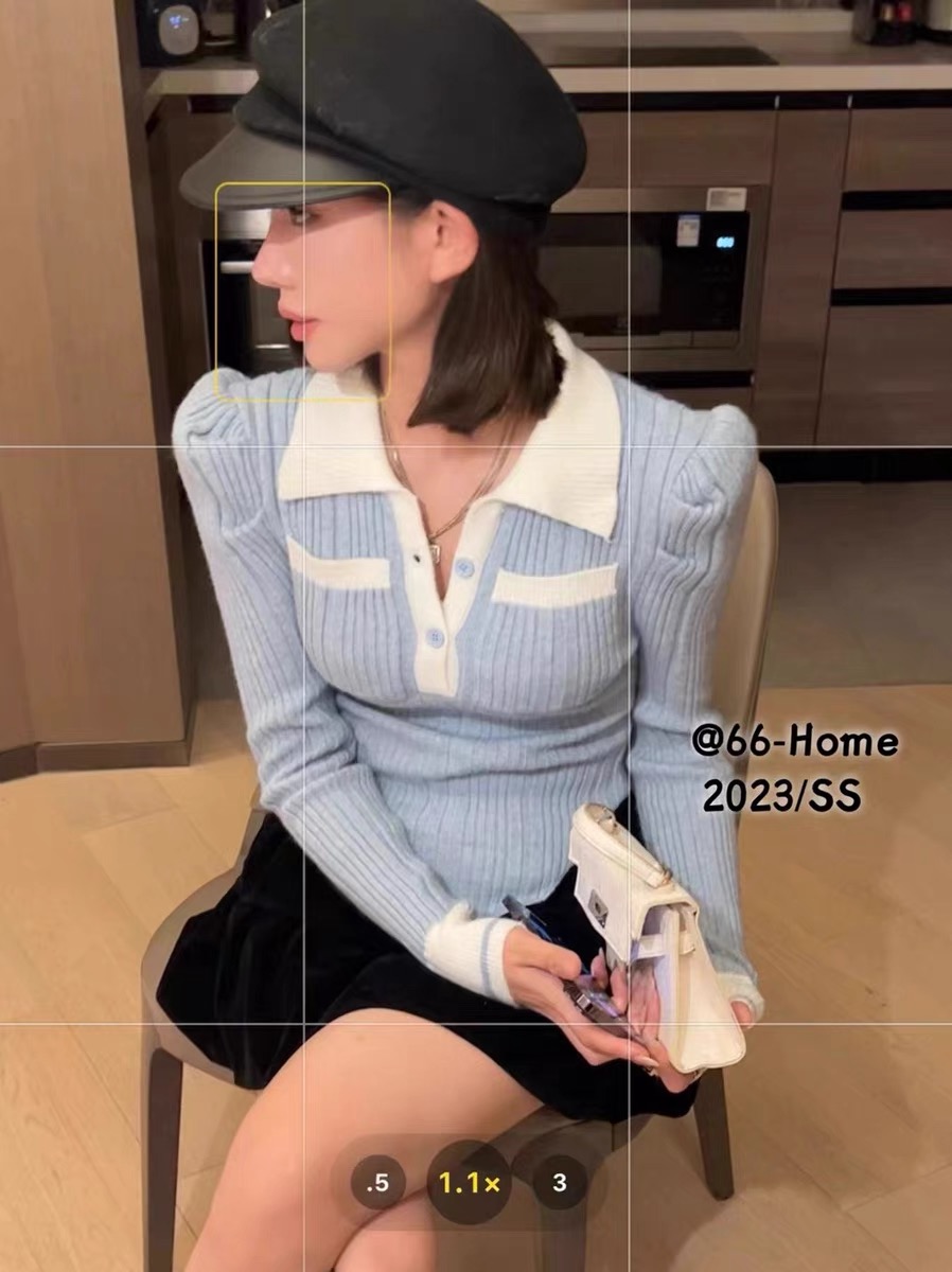 2023冬季新款美拉德風純欲甜辣撞色小香風翻領針織毛衣修身上衣
