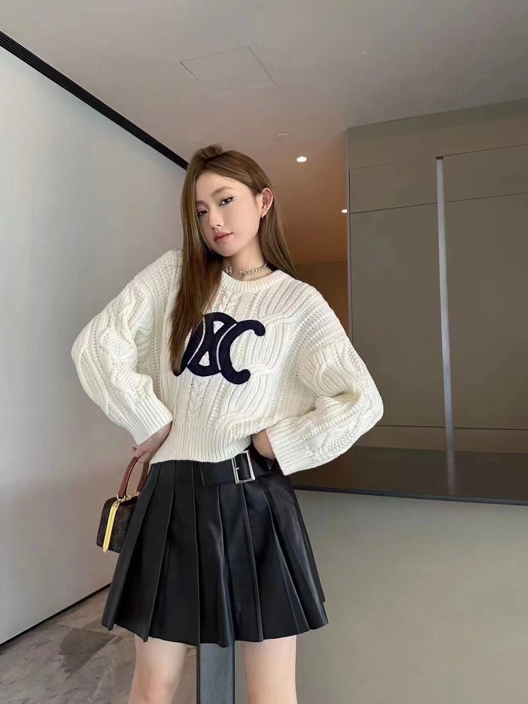 凱旋門軟糯麻花毛衣女款秋冬2023新款小個子寬鬆顯瘦慵懶風針織衫